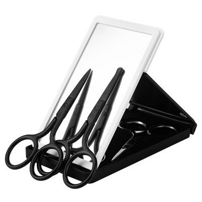 2 buc Foarfece pentru sprâncene din oțel inoxidabil Trimmer pentru sprâncene pentru gene pentru nas Foarfecă portabilă pentru oglindă de depozitare Instrument de machiaj