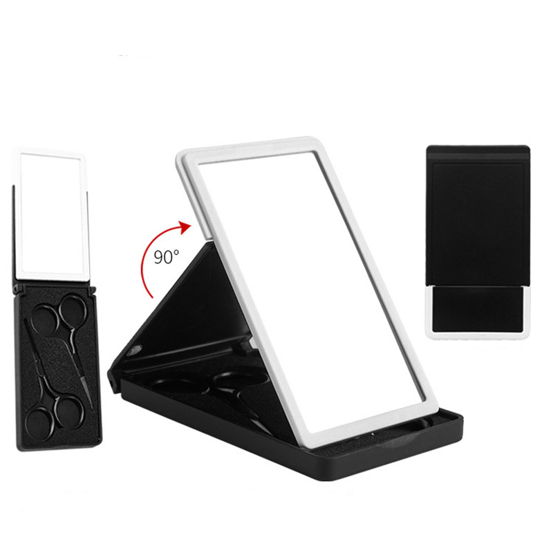 2 buc Foarfece pentru sprâncene din oțel inoxidabil Trimmer pentru sprâncene pentru gene pentru nas Foarfecă portabilă pentru oglindă de depozitare Instrument de machiaj