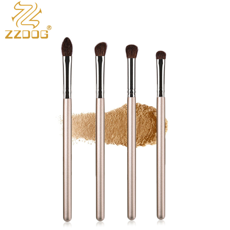 ZZDOG 4 bucăți profesionale păr de cal conic amestecare perie de lustruire fard de pleoape frumusețe instrumente cosmetice set de pensule pentru machiaj pentru ochi