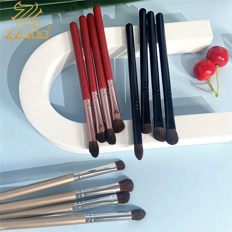 ZZDOG 4 bucăți profesionale păr de cal conic amestecare perie de lustruire fard de pleoape frumusețe instrumente cosmetice set de pensule pentru machiaj pentru ochi