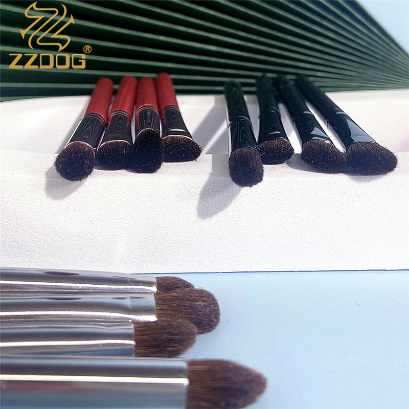 ZZDOG 4 bucăți profesionale păr de cal conic amestecare perie de lustruire fard de pleoape frumusețe instrumente cosmetice set de pensule pentru machiaj pentru ochi