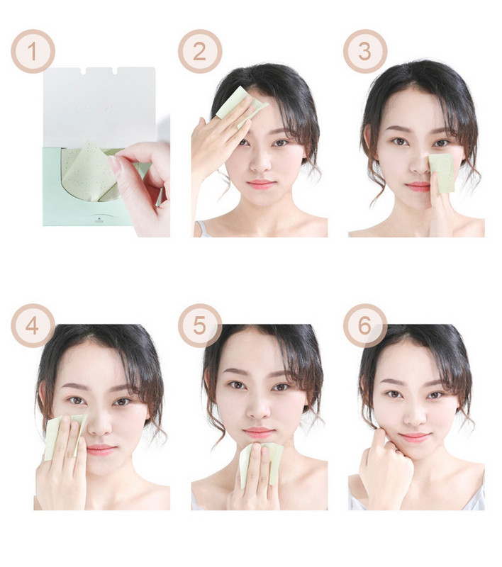 600 buc/6 pachete Film de control al uleiului Machiaj Curățarea feței Hârtii de absorbție a uleiului Unelte de machiaj pentru frumusețe Servetele pentru față cu ceai verde