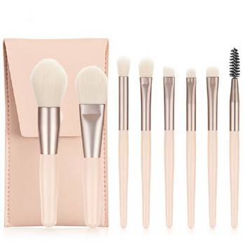 8Pcs Mini Travel Women Unicorn Makeup Brush Set Portable Soft Concealer Beauty Foundation Инструмент за сенки за очи Четка за мигли с чанта