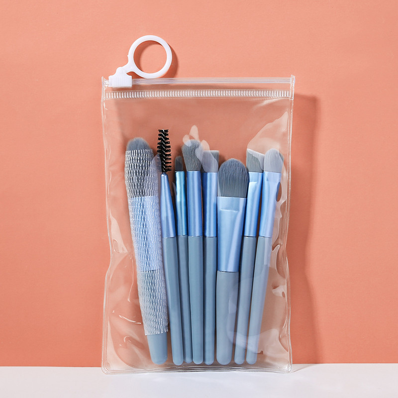 Set de pensule de machiaj cu unicorn, mini de călătorie pentru femei, 8 buc., portabil, corector moale, fond de ten, instrument pentru fard de ochi, perie pentru gene cu sac