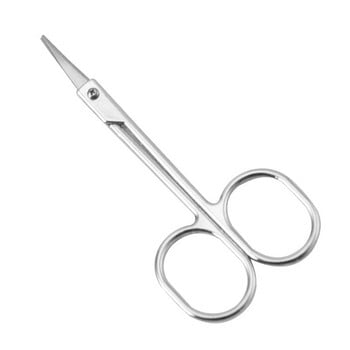 Тример за вежди с галванично покритие от неръждаема стомана Инструмент за подстригване на космите в носа Грим Ножици за красота Подстригване на вежди Малки ножици