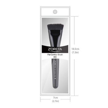Марка ZOREYA Единична черна четка за грим с плосък контур с плътен синтетичен косъм Висококачествена накрайник Професионални инструменти за грим