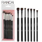 RANCAI Set de 7 perii pentru umbre de pleoape Cosmetice naturale pentru păr de ponei Amestecare Smudge Shader Perii de machiaj Kit de cosmetice pentru frumusețe