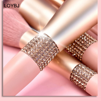 LOYBJ 10 τμχ Diamond Brushes Makeup Set Cosmetics Blending Tool Powder Foundation Blush Highlight Σκιά ματιών Πινέλο βλεφαρίδων φρυδιών