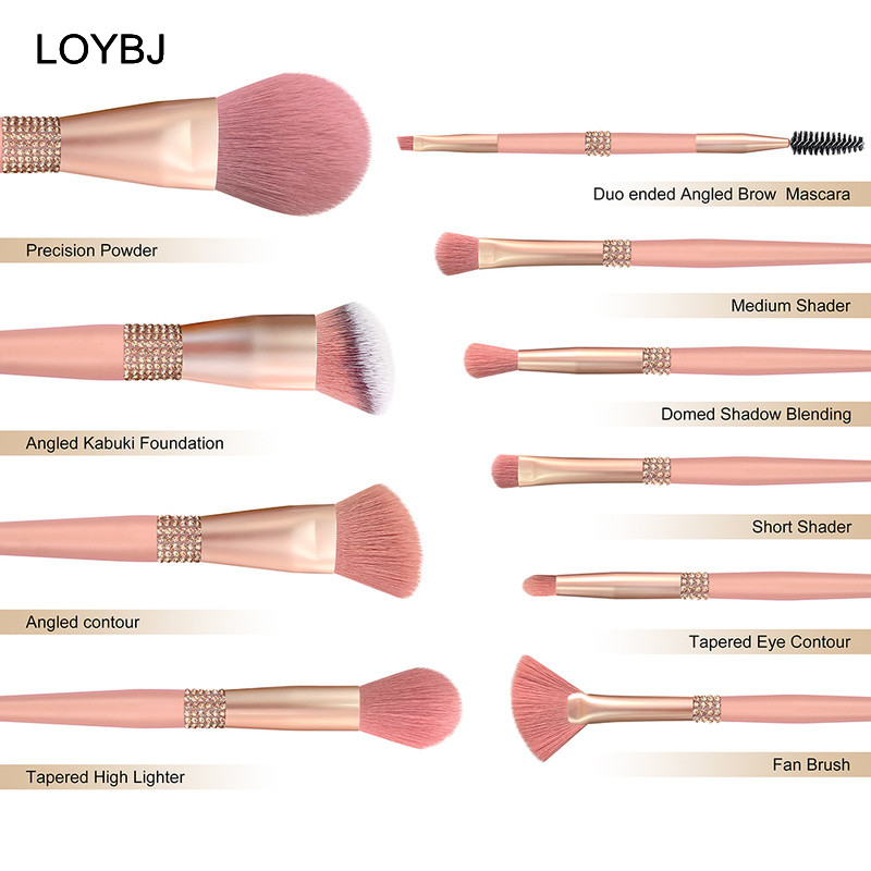 LOYBJ 10db gyémánt sminkecset szett Kozmetika Blending Tool Púder Alapozó Pirosító Highlight Eyeshadow Szemöldök Szempillakefe