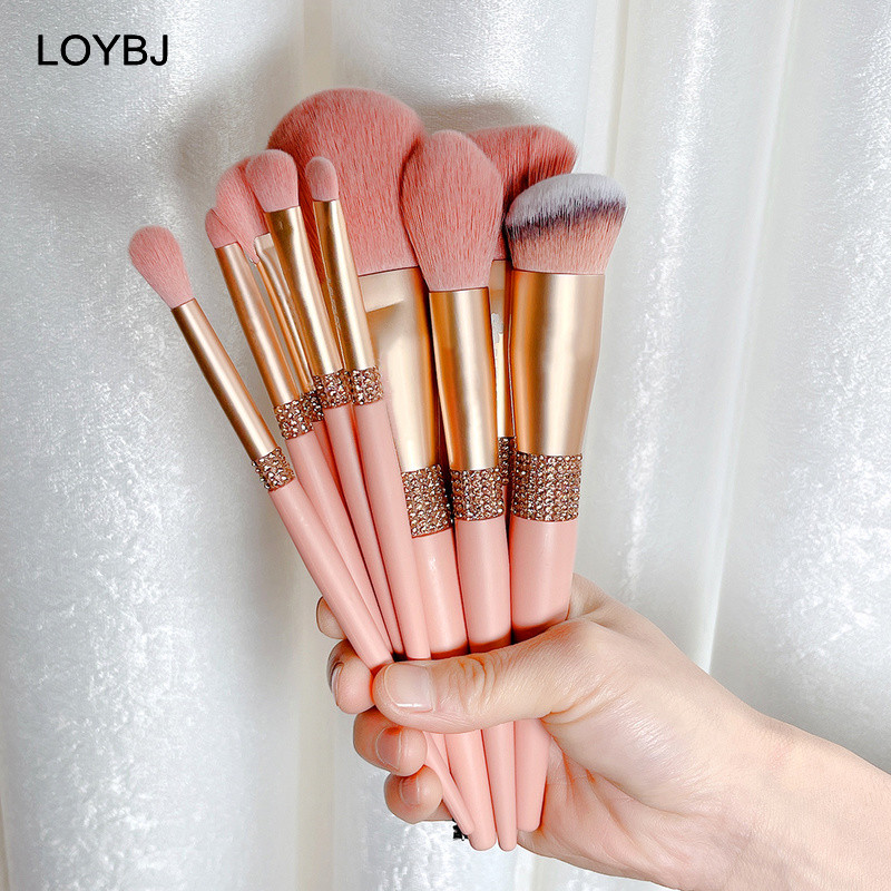 LOYBJ 10db gyémánt sminkecset szett Kozmetika Blending Tool Púder Alapozó Pirosító Highlight Eyeshadow Szemöldök Szempillakefe
