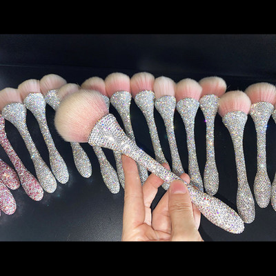 Pensule de machiaj cu diamant auriu Set pensule de machiaj cosmetice Pudră de amestecare pentru fond de ten Perie pentru față Trusă de instrumente de machiaj machiaj