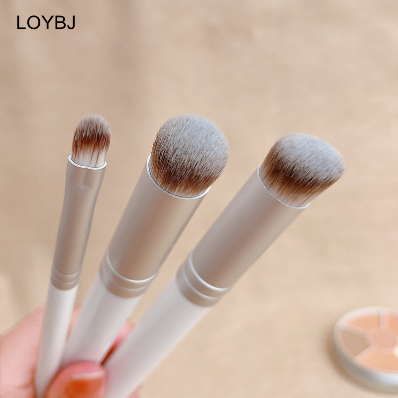 Set de pensule de machiaj pentru corector alb LOYBJ, fond de ten cu pudră cosmetică profesională, perie portabilă pentru corector pentru detaliu pentru față cu cutie