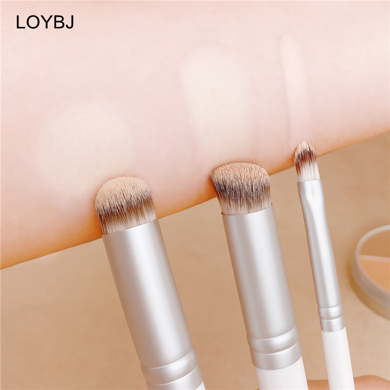 Set de pensule de machiaj pentru corector alb LOYBJ, fond de ten cu pudră cosmetică profesională, perie portabilă pentru corector pentru detaliu pentru față cu cutie