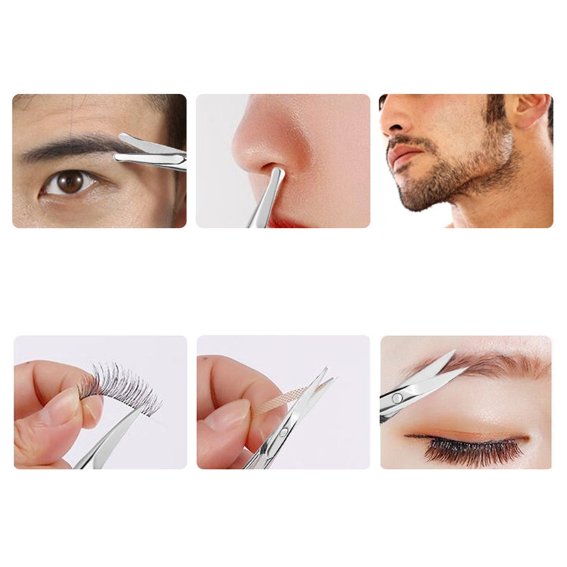 D2TA din oțel inoxidabil foarfece de machiaj portabil nas păr sprancene gene tunder fața pensetă