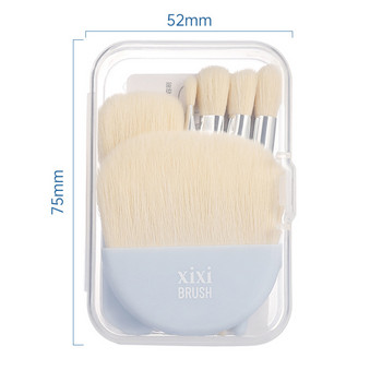 6Pcs Mini Travel Women Makeup Brushes Set Преносима мека четка за коректор Beauty Foundation Инструмент за сенки за очи Четка за мигли с кутия