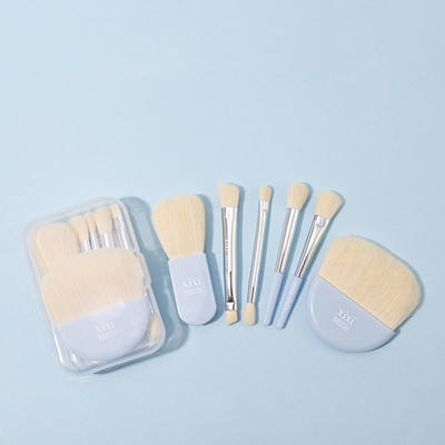 Set de 6 mini perii de machiaj pentru femei de călătorie, perie portabilă moale pentru corector, instrument de frumusețe pentru fond de ten, perie pentru gene cu cutie