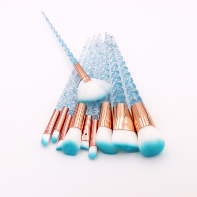 10 db Blue Unicorn sminkecset készlet púder szemhéjfesték alapozó ajak ecset Crystal Diamond smink ecset készletek maquiagem