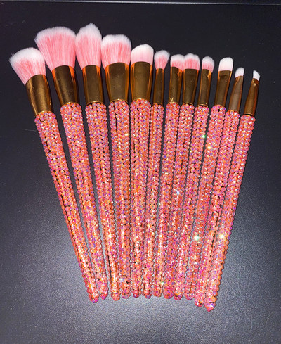 12Pcs/set Kistovi za šminkanje ukrašeni dijamantima Dragulji Alati za šminkanje Beauty Puder Diamond puder u prahu Kist za korektor Bling