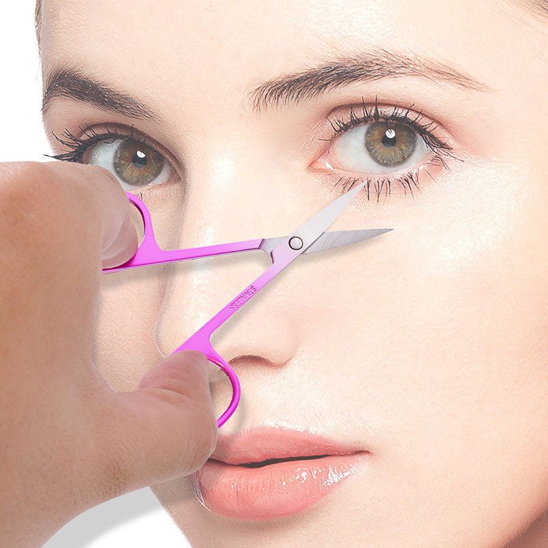 Vârf ascuțit pentru nas Foarfece pentru păr cu cap curbat Dispozitiv de îndepărtare a cuticulelor pentru unghii Dispozitiv de tăiere a sprâncenelor pentru coafat din oțel inoxidabil Instrument de machiaj