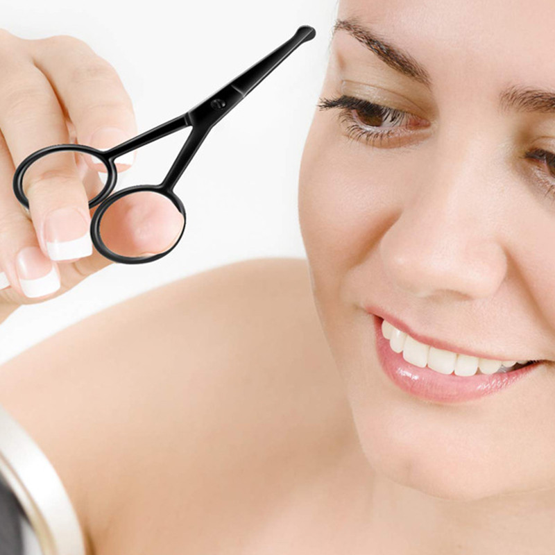 1 buc foarfece de machiaj din oțel inoxidabil, negru, portabil, pentru nas, sprancene, gene, tundere facială, pensetă, instrumente de frumusețe