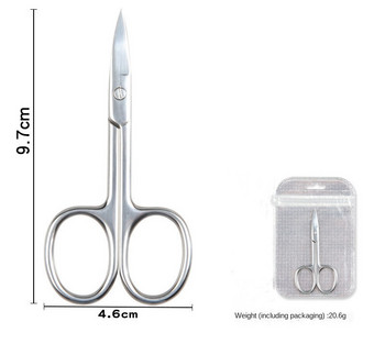 Ножици за подстригване на вежди Стикери за двоен клепач от неръждаема стомана с дебелина 3,5 mm Ножица Гримьор Big Bend Лого на инструменти за красота