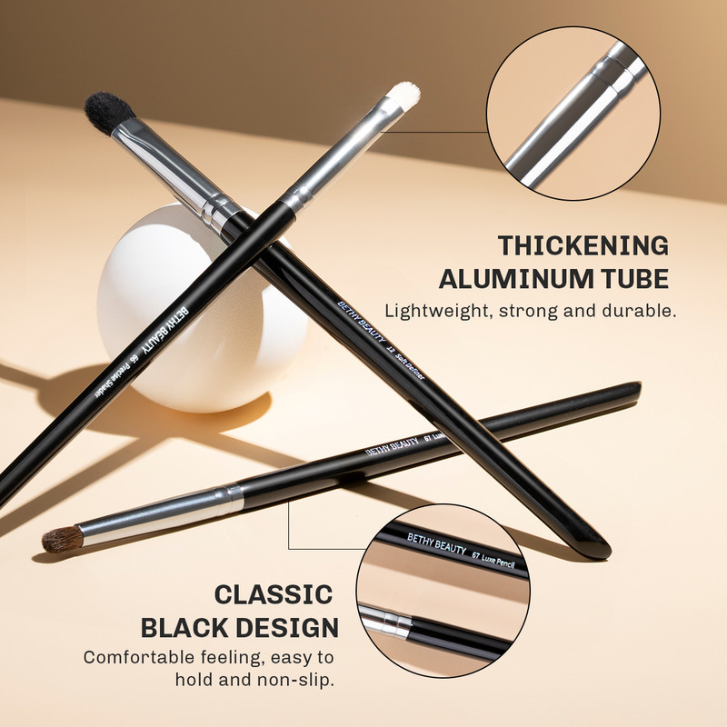 Makiažo šepetėlių rinkinys 8 vnt. Brochas Maquillaje akių šešėliai antakių ožkos plaukų sintetiniai paryškinimo skaistalai Bethy Beauty makiažo įrankiai