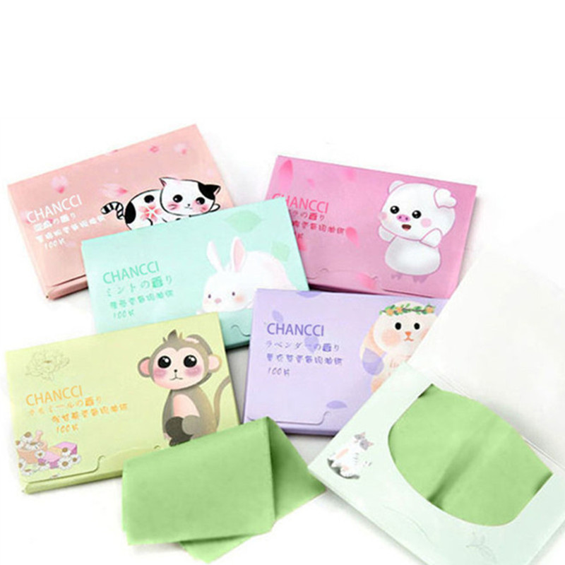 100 lehte/pakk Näoõli bloteerimislehed Näoõli kontroll Absorbeeriv kile Puhastuspaber Näo Ilu meigitööriistad