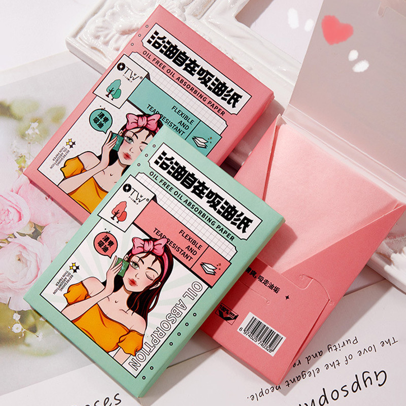 100 buc/cutie Hârtie de absorbție a uleiului de față Servețele pentru față portabile pentru mate Demachiant Foi de control al uleiului Instrumente de curățare a feței cu absorbție de ulei Nou