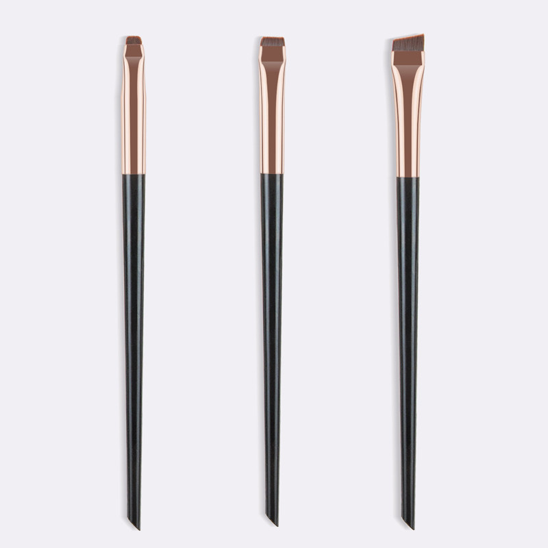 3 buc lame perie pentru eyeliner perie fină oblică pentru amestecarea sprâncenelor ruj ultra-subțire fard de ochi cu mâner din lemn perie de frumusețe instrument cosmetic