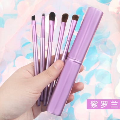 Set de perii pentru fard de pleoape, portabil, mini perie de machiaj pentru păr de ponei, creion de ochi, buze pentru sprâncene, portabil profesional, set de perii de machiaj, 5 buc.