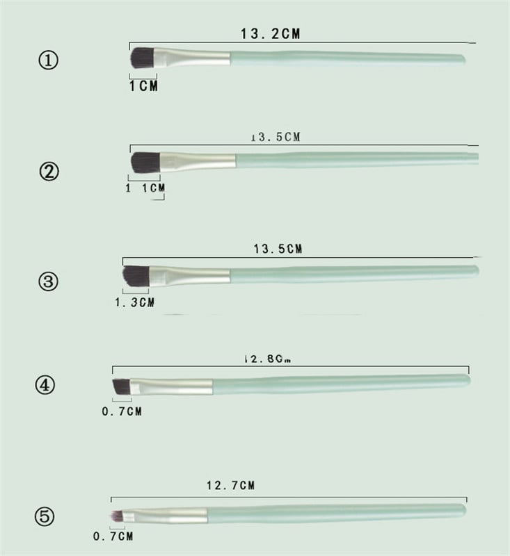 Set de perii pentru fard de pleoape, portabil, mini perie de machiaj pentru păr de ponei, creion de ochi, buze pentru sprâncene, portabil profesional, set de perii de machiaj, 5 buc.