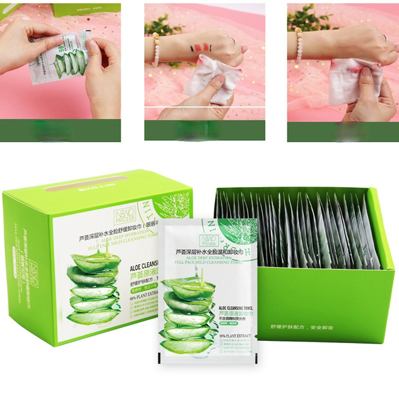 32 de bucăți de șervețele demachiante de unică folosință, de unică folosință, șervețele cu aloe, formulă ușoară Demachiere curată