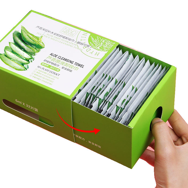 32 de bucăți de șervețele demachiante de unică folosință, de unică folosință, șervețele cu aloe, formulă ușoară Demachiere curată