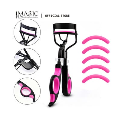 IMAGIC Protable Eyelash Curler With Replacement Pads High Elastic Rubber Pad Long-Lasting Curling Not Hurt Eyelashes Makeup Tool