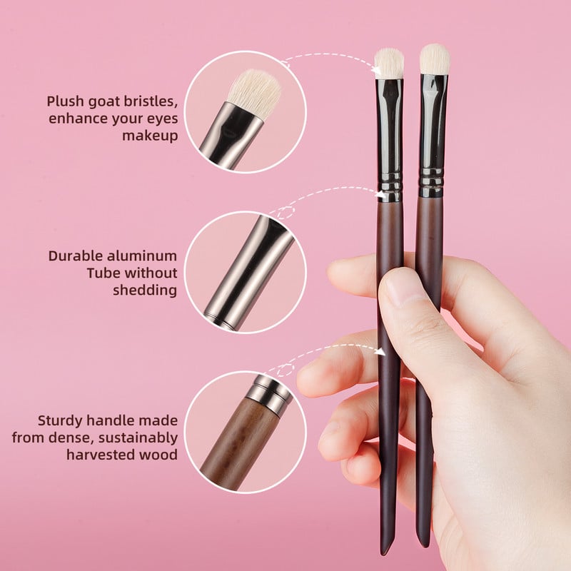 BETHY BEAUTY Professional 2 buc Păr de capră Natural Fard de pleoa Perie de machiaj Perie de amestecare a pete Instrumente de frumusețe