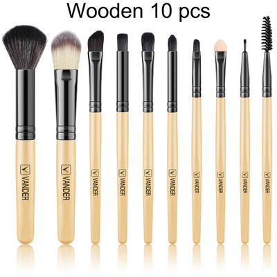 Set de pensule de machiaj negre de 8-10 buc, pudră cosmetică pentru păr moale, fard de ochi Fond de ten, fard de obraz, corector, instrumente Makeuo