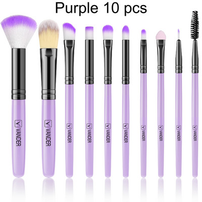 Set de pensule de machiaj negre de 8-10 buc, pudră cosmetică pentru păr moale, fard de ochi Fond de ten, fard de obraz, corector, instrumente Makeuo