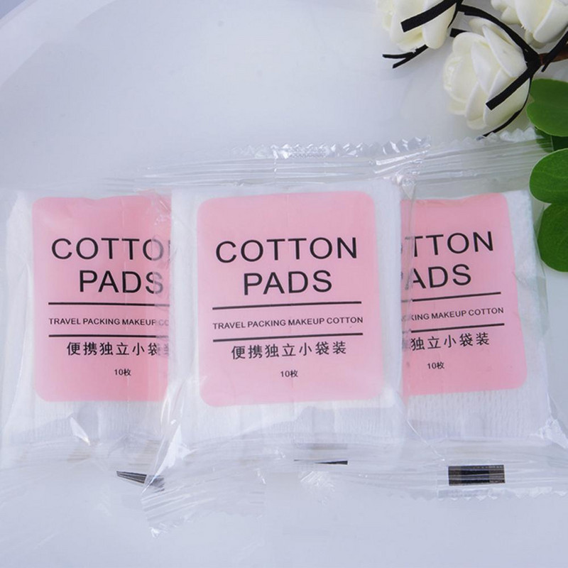 Essential Cotton 10 vnt. dvipusė makiažo kempinėlis Exquisite Pad Makeup Health Care Kosmetikos šalinimas Veido makiažas