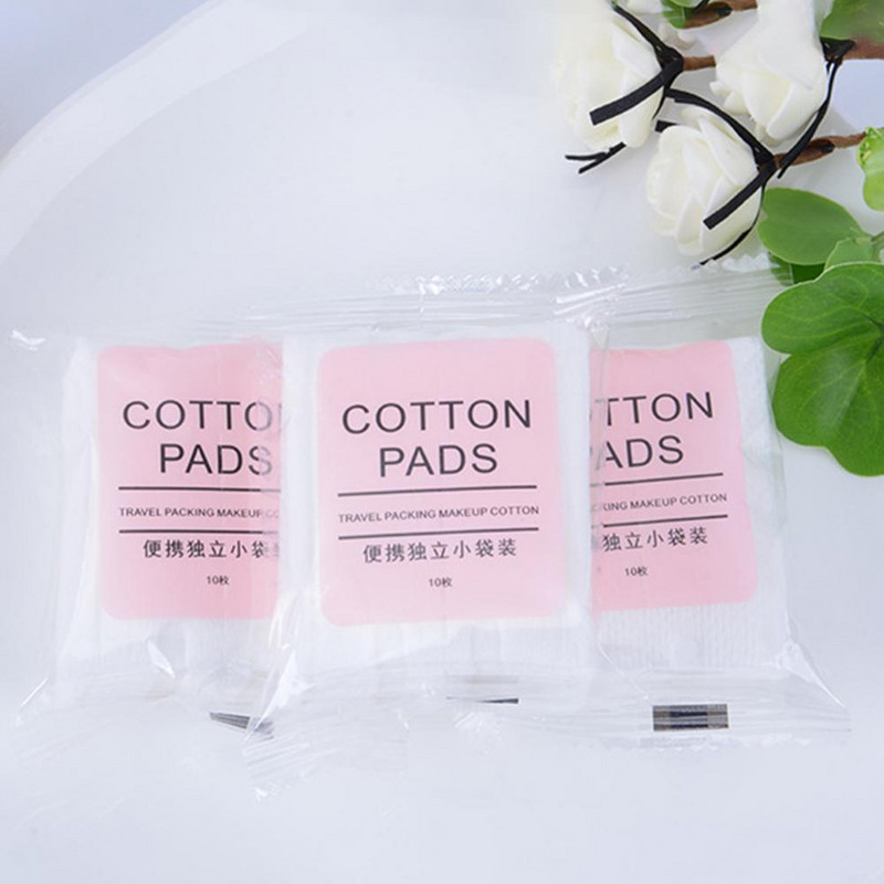 Essential Cotton 10 vnt. dvipusė makiažo kempinėlis Exquisite Pad Makeup Health Care Kosmetikos šalinimas Veido makiažas