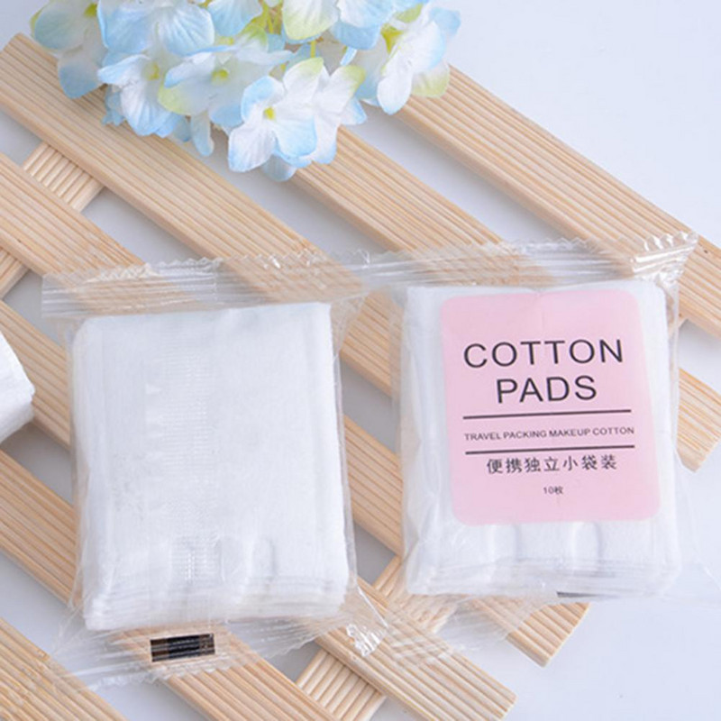 Essential Cotton 10 vnt. dvipusė makiažo kempinėlis Exquisite Pad Makeup Health Care Kosmetikos šalinimas Veido makiažas