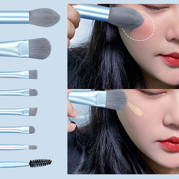 8 τμχ Mini πινέλο μακιγιάζ Φορητό Travel Soft Cosmetic Kabuki Makeup Brushes Eye Shadow Foundation Powder Eyelash Brush Tools