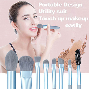 8 τμχ Mini πινέλο μακιγιάζ Φορητό Travel Soft Cosmetic Kabuki Makeup Brushes Eye Shadow Foundation Powder Eyelash Brush Tools
