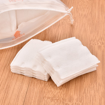 100 τεμ. Βαμβακερά μαξιλάρια μακιγιάζ 3 στρώσεων, διπλής όψης σφραγισμένα Cotton Puff Nail Art Travel Package Cosmetic Remove Cotton Pads With Bag
