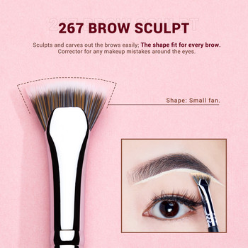 Jessup Brush Brush Professional Eye Makeup Brushes Set Duo Eyelash Angled Brows Brush Definer Eyebrows Tools Tools Makeup, 3 τεμ.