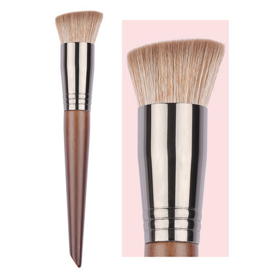 BETHY BEAUTY 1PC pensulă pentru fond de ten în unghi, pudră presată, perie de machiaj, instrumente cosmetice, păr sintetic