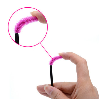 50/25 τμχ Πινέλα βλεφαρίδων με τζελ σιλικόνης Lash Extension Micro Mascara Wands Brown Comb Spoolies Εφαρμογή εργαλείου μακιγιάζ μιας χρήσης