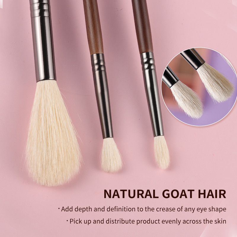 BETHY BEAUTY Pensule de machiaj Smudge 3BUC Păr natural de capră Fard de pleoape Detalii și Evidențiere Blending Beauty Pensule cosmetice