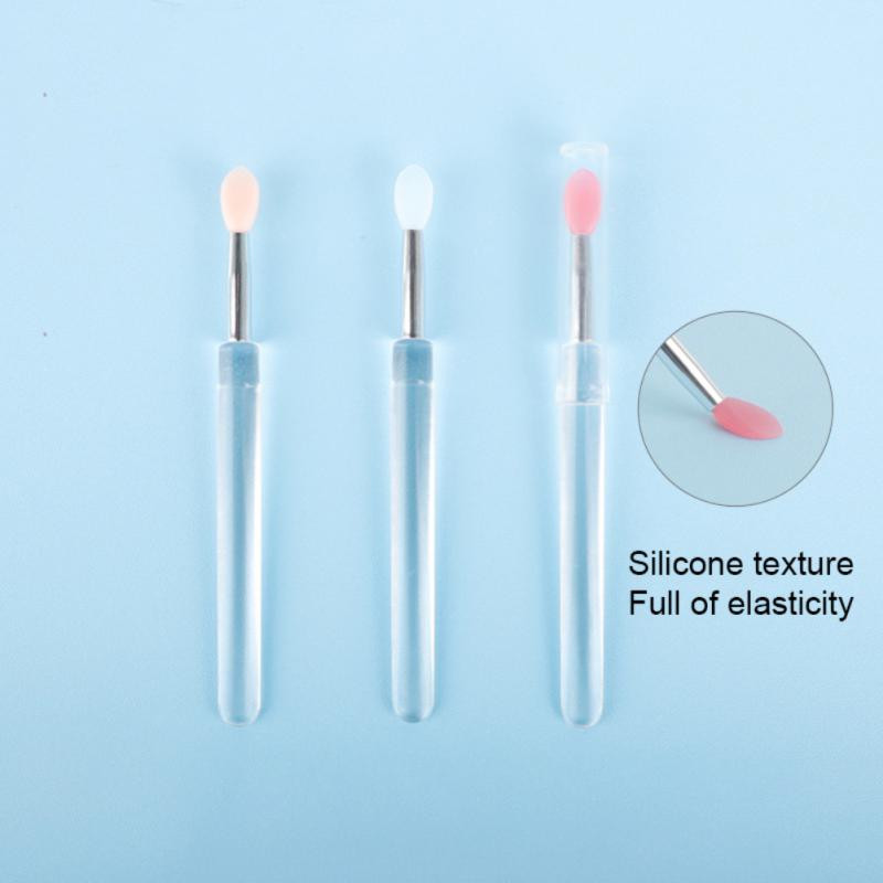 3 tk kaasaskantav silikoonhuulehari huuleläike aplikaator Multifunktsionaalne meigipintsel tolmukorgiga huulepulgapintslid Kosmeetilised tööriistad