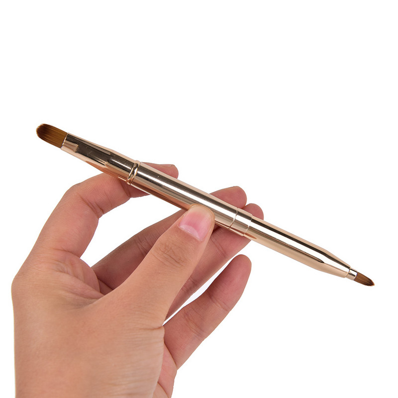 1 tk Gold Make Up sissetõmmatav huulte silmalainer lauvärvi jumestuskreem Kahepealine meigipintsel Kosmeetikatööriist