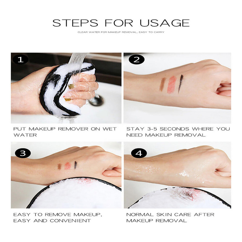 Korduvkasutatavad meigieemalduskettad Näo meigikustutuskumm vatipadjakesed Pehmed mikrofiibrist meigieemalduslapid Näonahahooldusvahendid